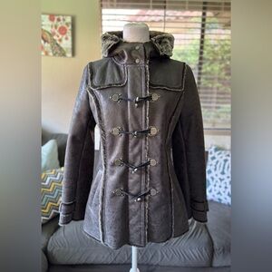 Laundry by Shelli Segal Faux Leather/ Fur Lining Size Small Gray Women's Jacket